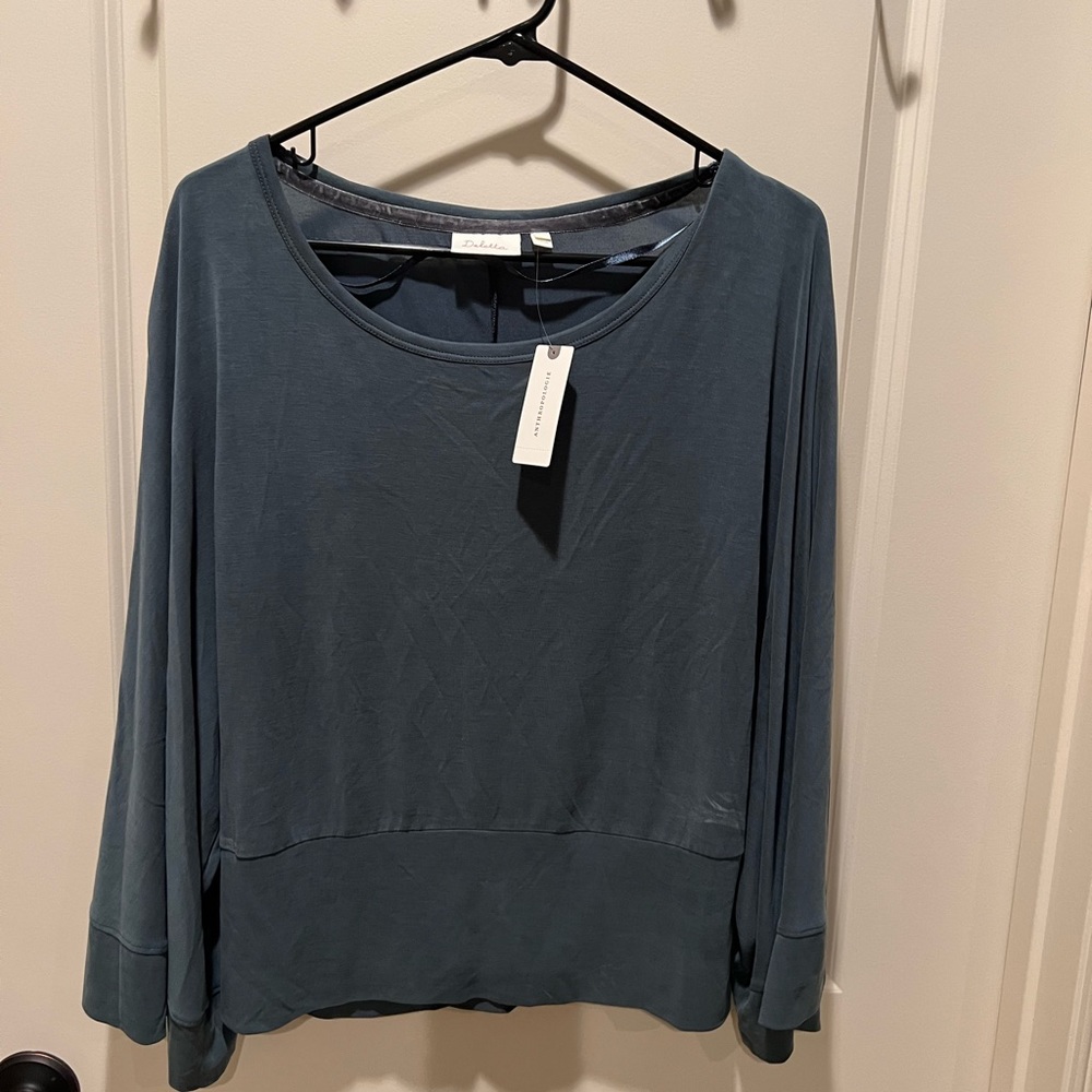 Large anthropologie teal shirt, size L